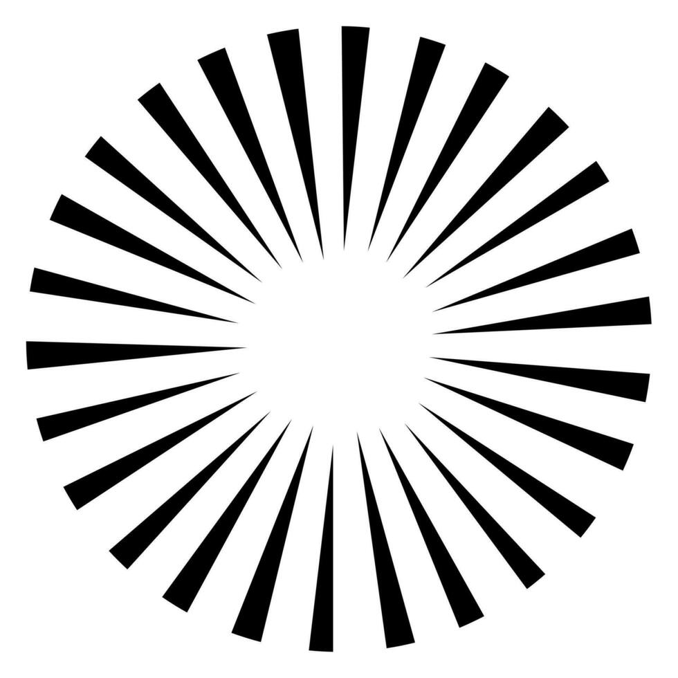 Rays vector. beams element. Sunburst. starburst shape on white. Radiating. Abstract circular geometric shape vector