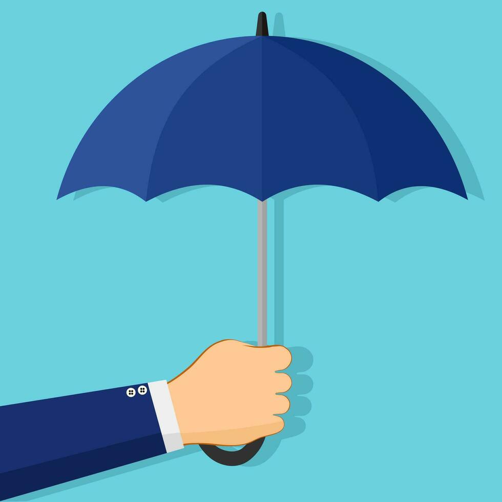 Business man holding an umbrella Financial and business concepts. vector. vector