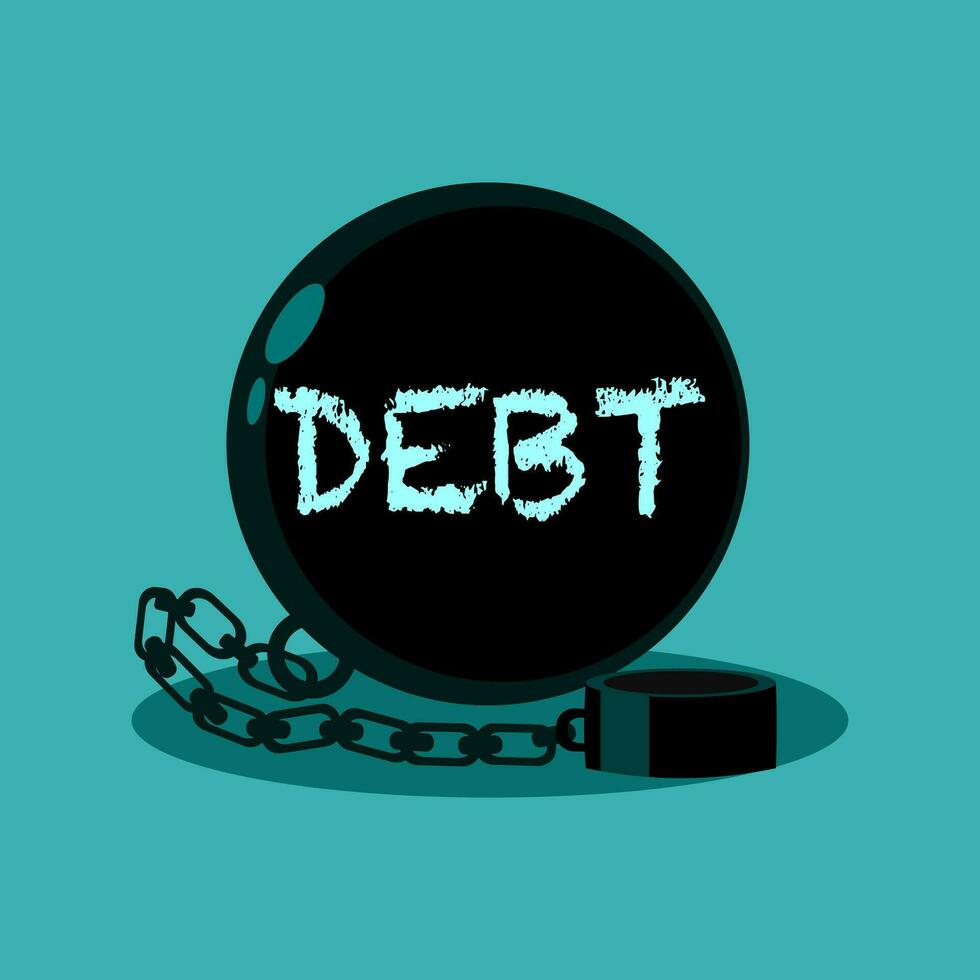 Debt metal. ideas about lack of financial freedom. vector iluustration
