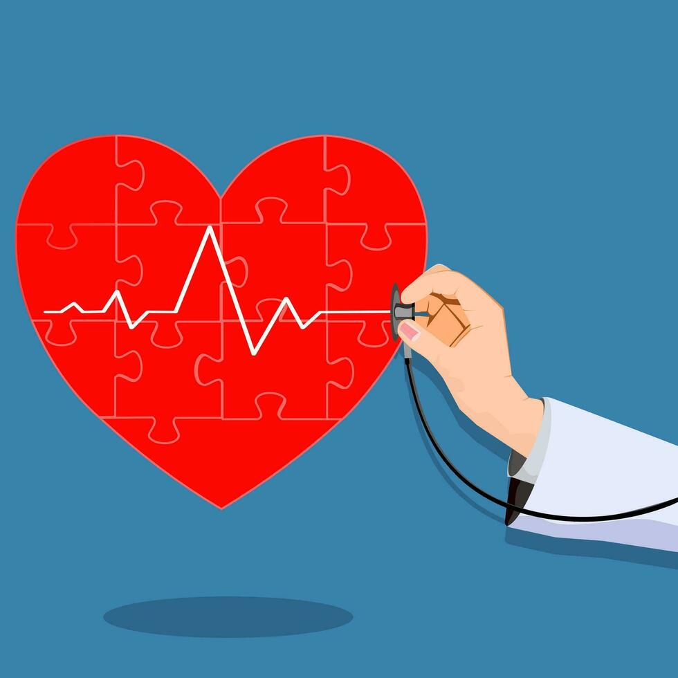 médico y la salud del corazón cheque.concepto de tratamiento.vector ilustración vector