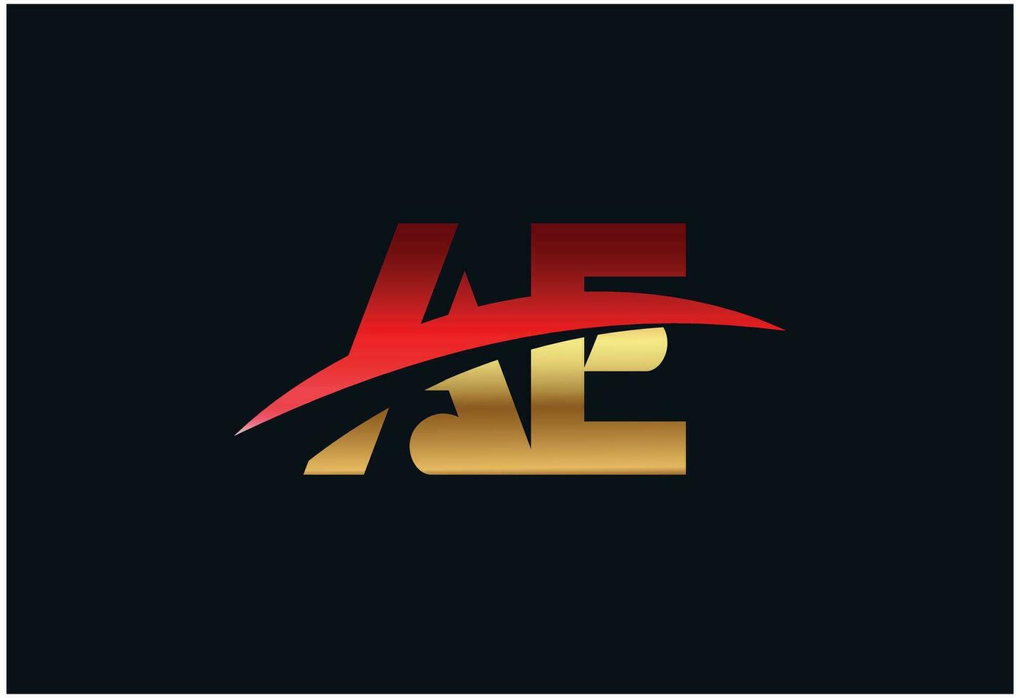 letter AE logo with swoosh vector