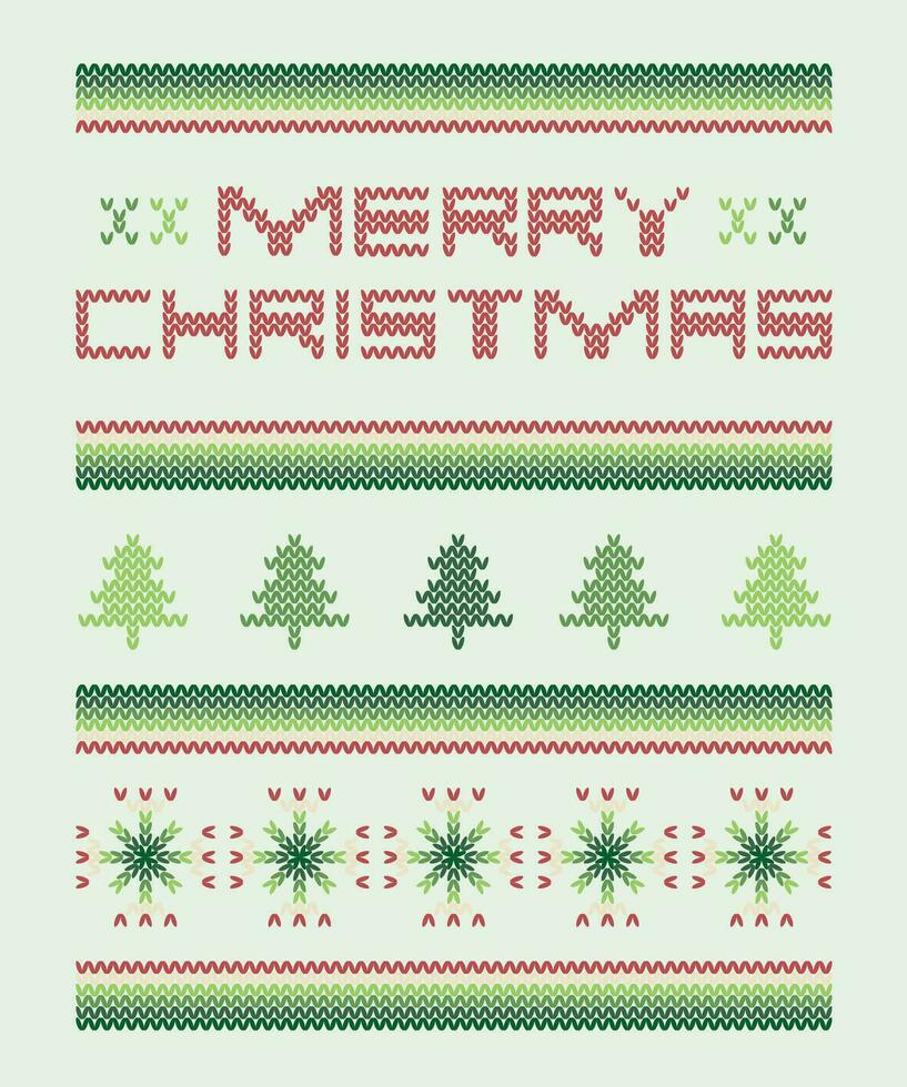 Merry Christmas Knitted design. Winter Holiday Sweater Design. vector
