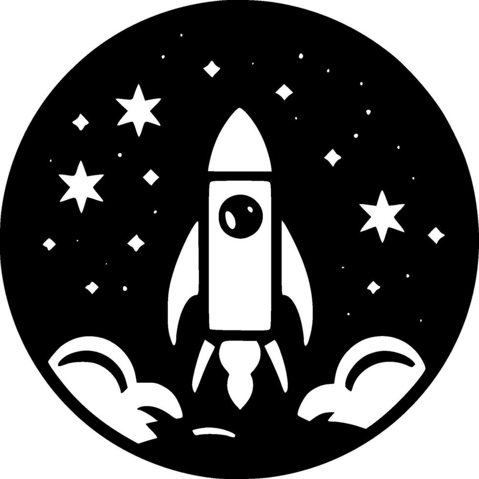 Space - Black and White Isolated Icon - Vector illustration