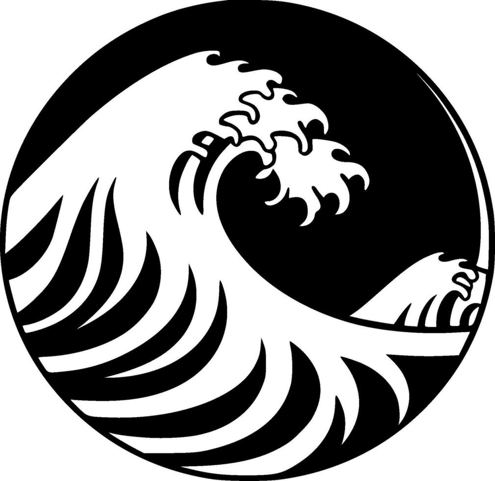 Waves, Black and White Vector illustration