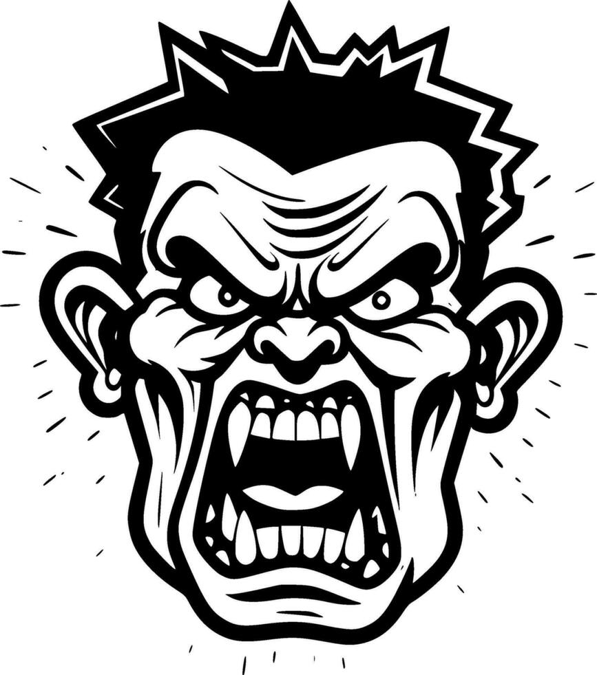 Zombie, Black and White Vector illustration