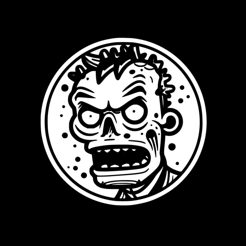 Zombie, Black and White Vector illustration