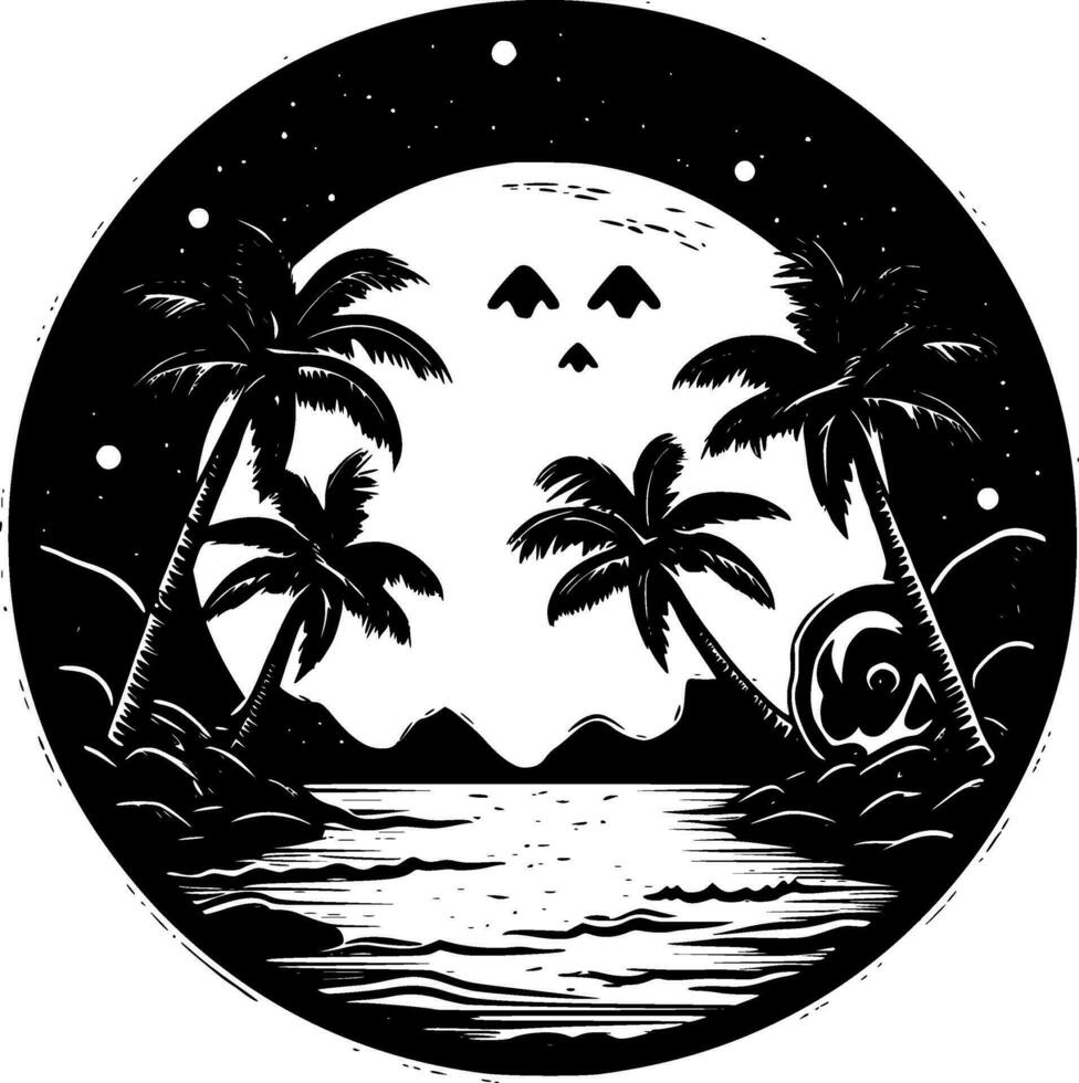 Beach, Black and White Vector illustration 35491561 Vector Art at Vecteezy