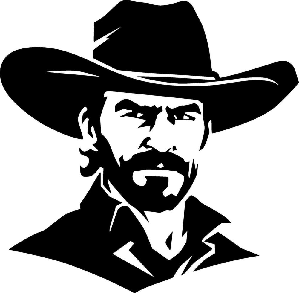 Cowboy, Black and White Vector illustration