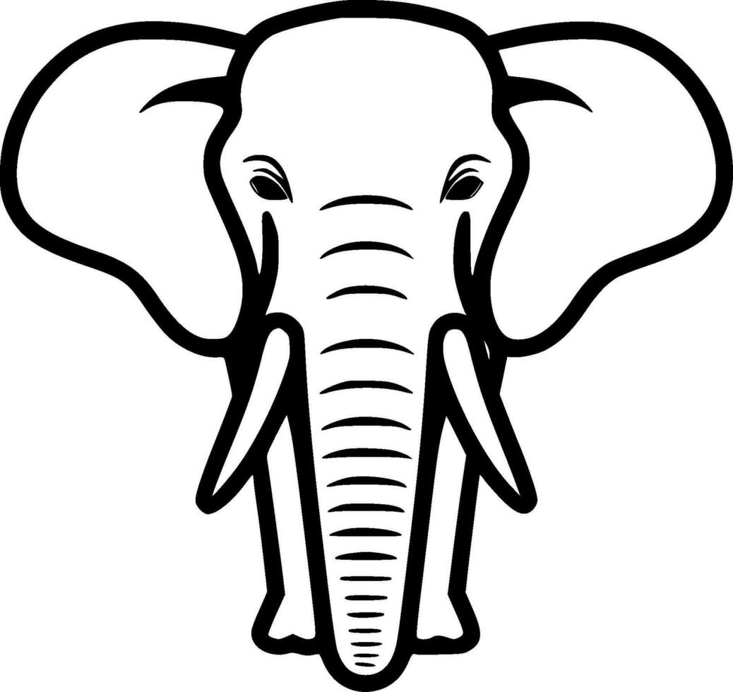 Elephant, Black and White Vector illustration