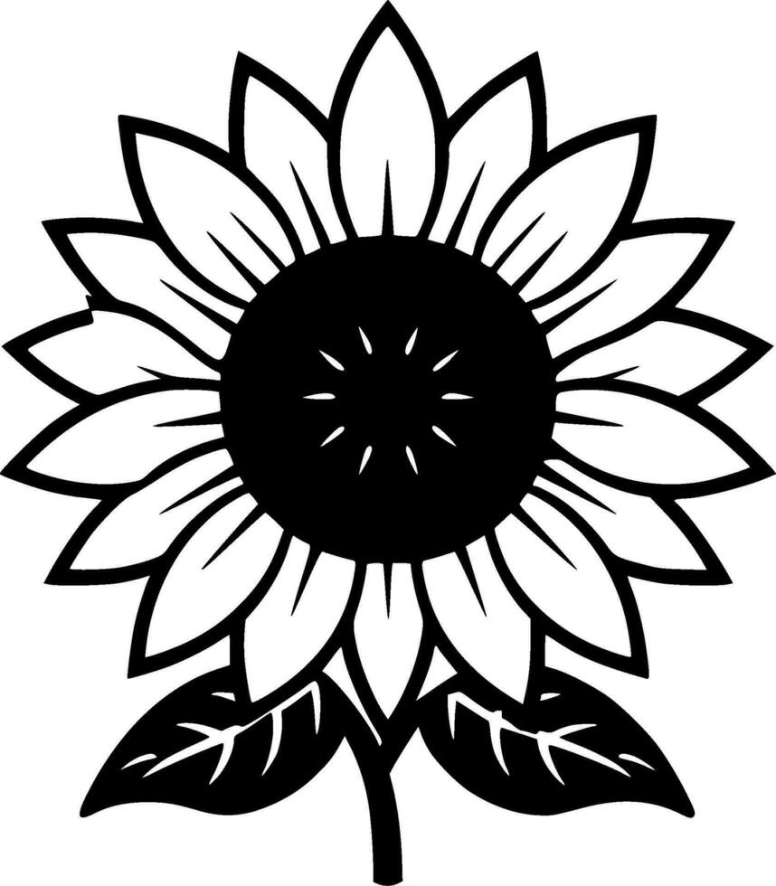 Sunflower - Black and White Isolated Icon - Vector illustration