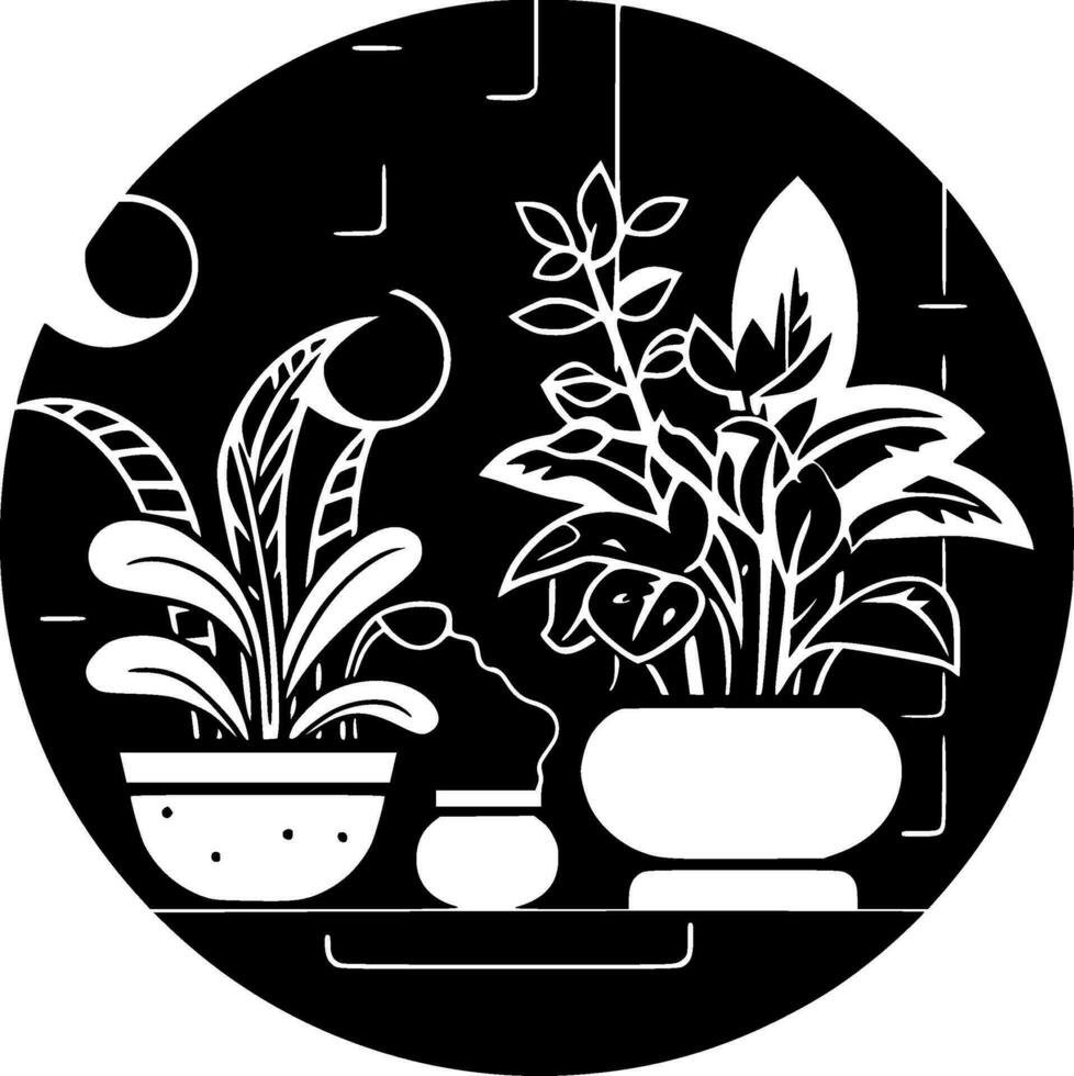 jardín - negro y blanco aislado icono - vector ilustración