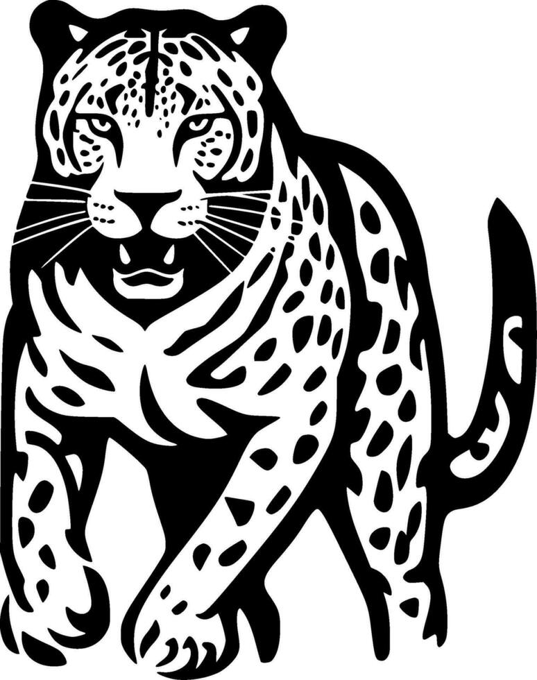 Leopard - Black and White Isolated Icon - Vector illustration