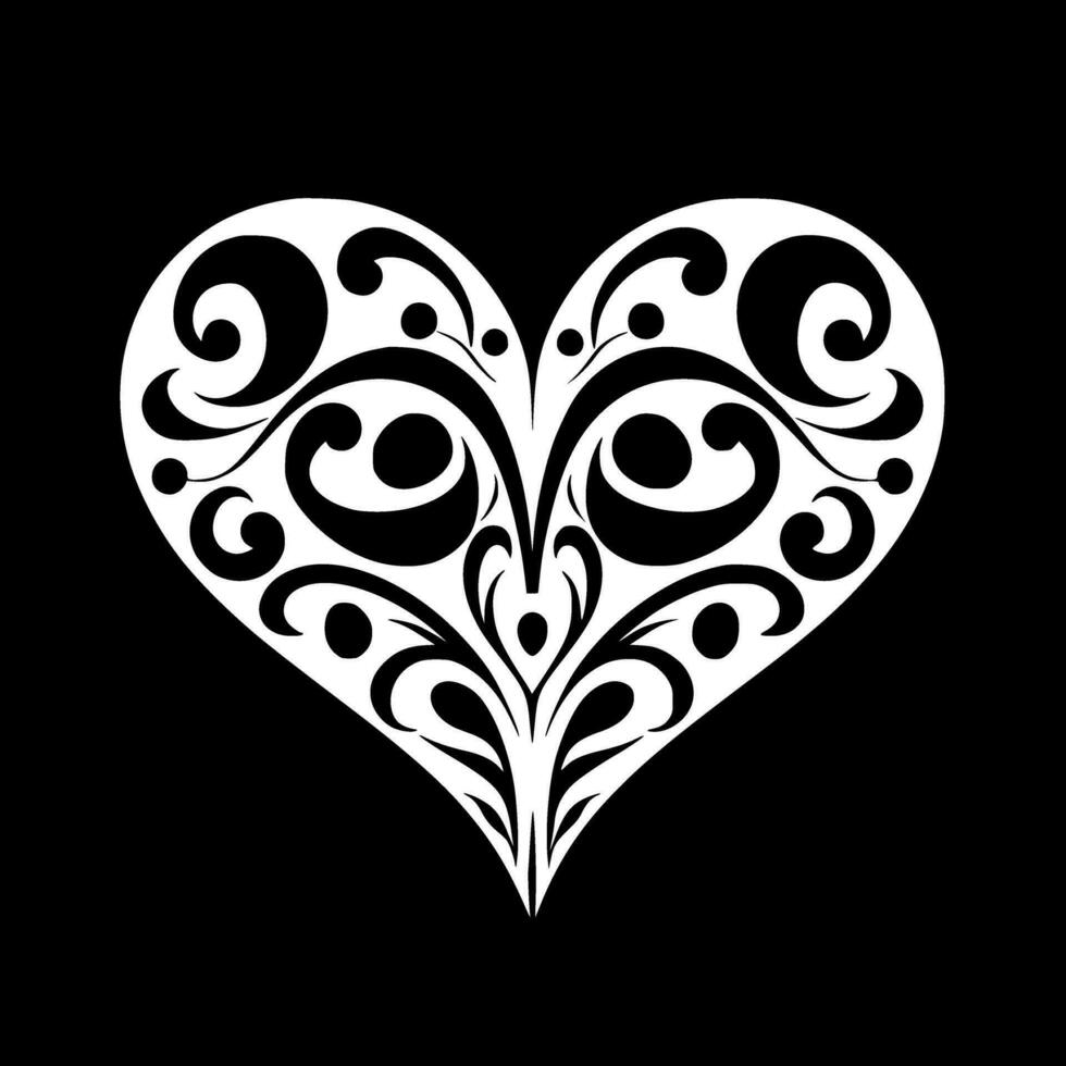 corazón, negro y blanco vector ilustración