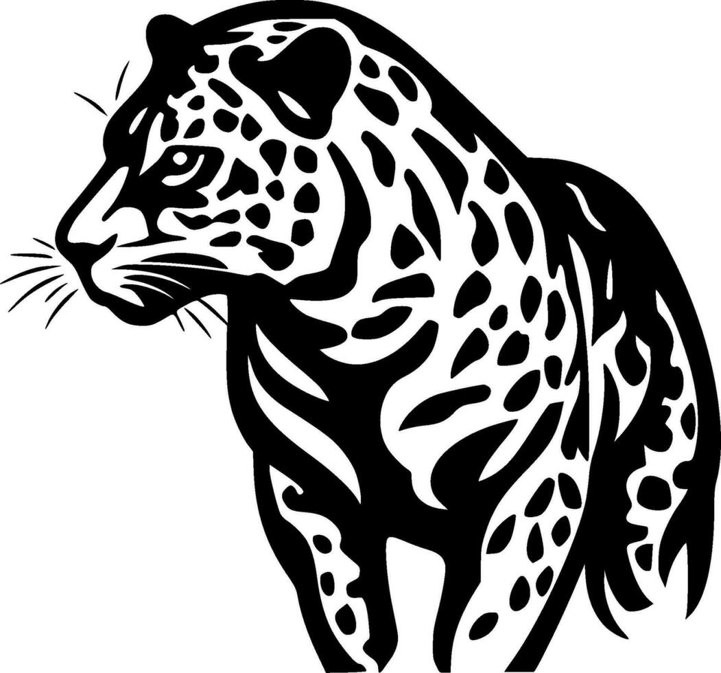 leopardo - negro y blanco aislado icono - vector ilustración