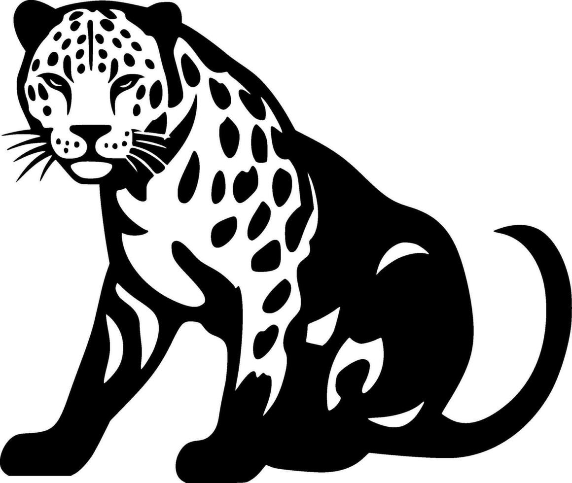 leopardo - negro y blanco aislado icono - vector ilustración