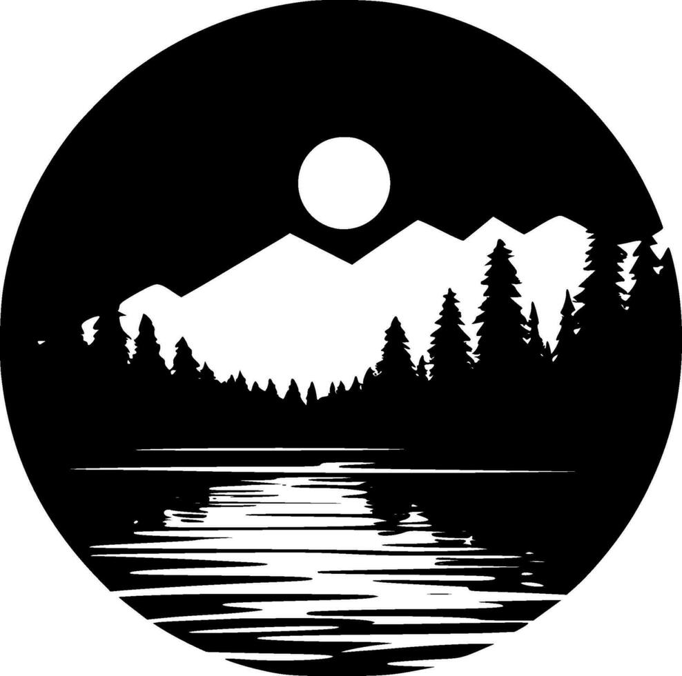 Lake, Minimalist and Simple Silhouette - Vector illustration