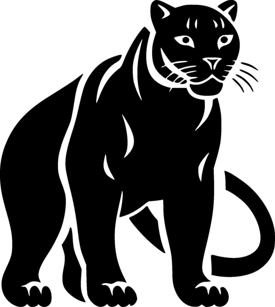 leopardo - negro y blanco aislado icono - vector ilustración