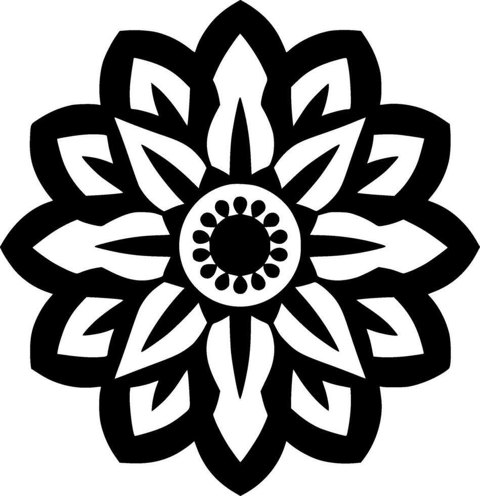 Mandala, Black and White Vector illustration