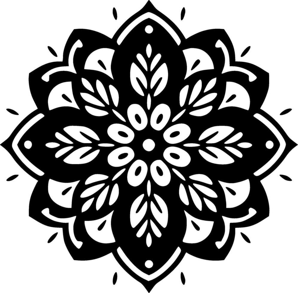 Mandala, Black and White Vector illustration