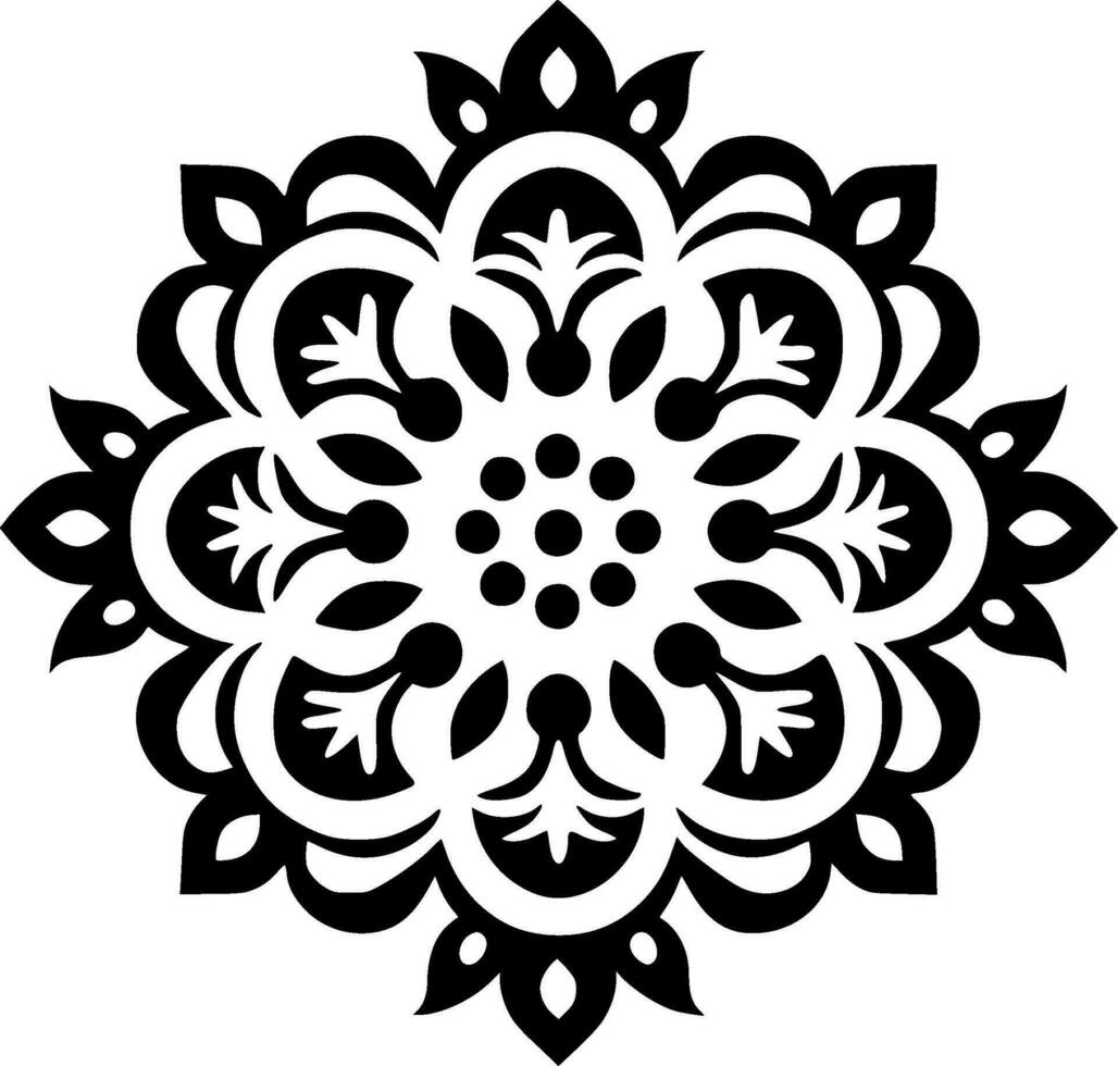 Mandala - Black and White Isolated Icon - Vector illustration