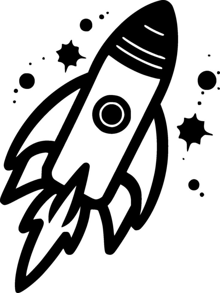 Rocket - Black and White Isolated Icon - Vector illustration