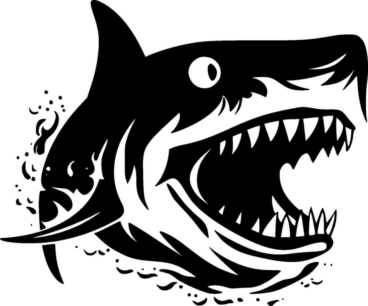 Shark, Black and White Vector illustration