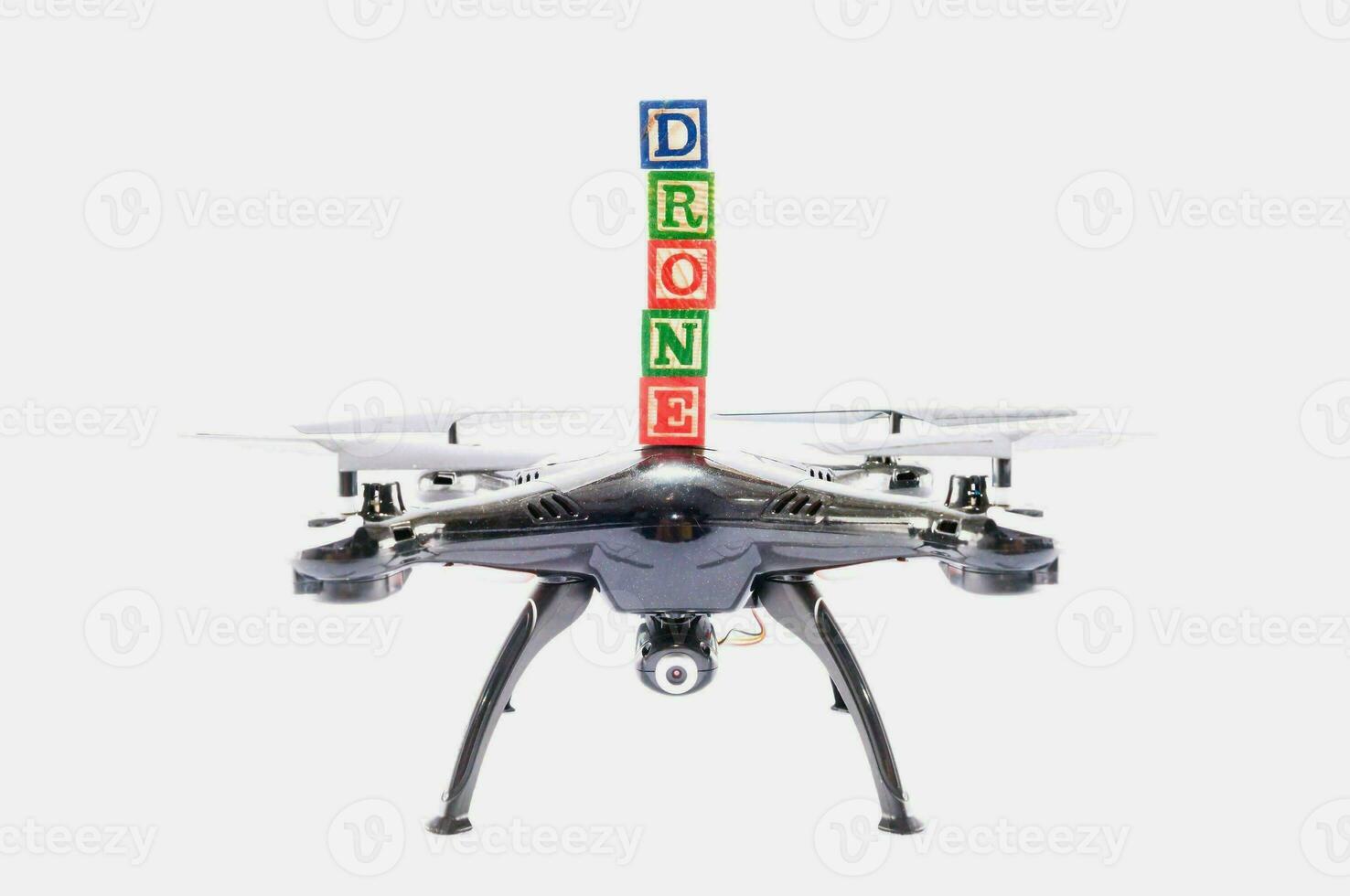 a silver drone on a white background photo