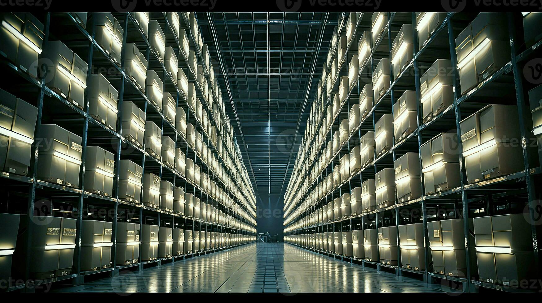 AI generated supply storage warehouse background photo
