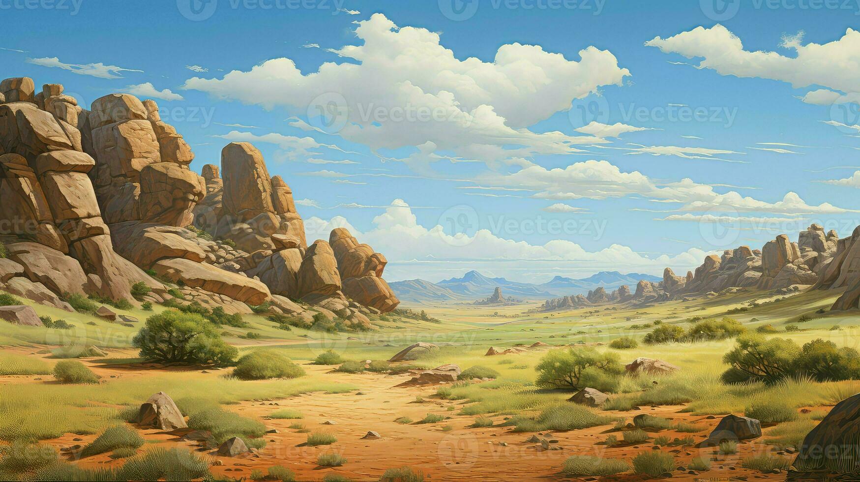 AI generated dry semi arid desert photo