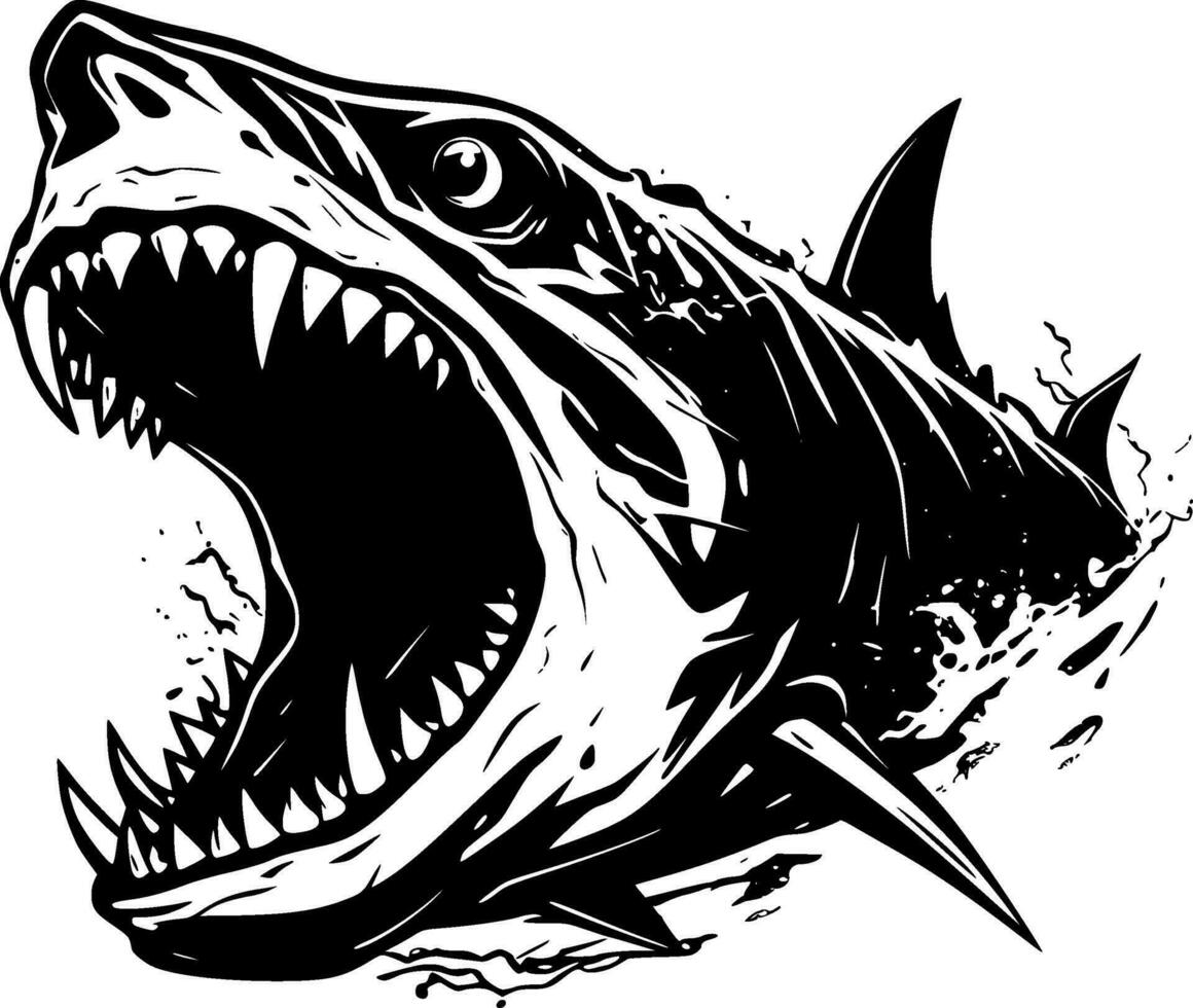 Shark - Black and White Isolated Icon - Vector illustration