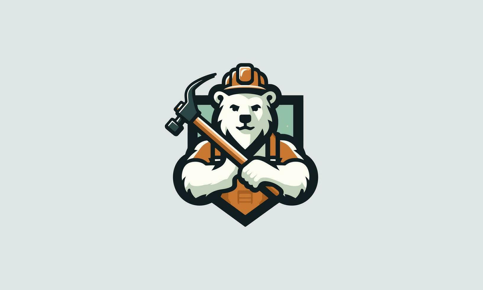 bear hold hammer vector illustration logo design