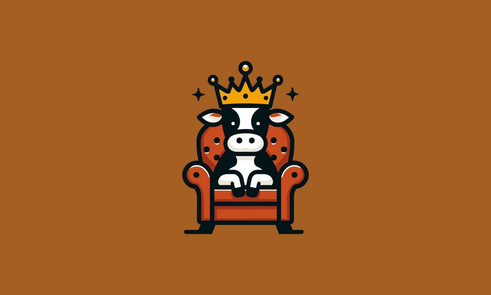 white cow shit on king chair vector mascot design