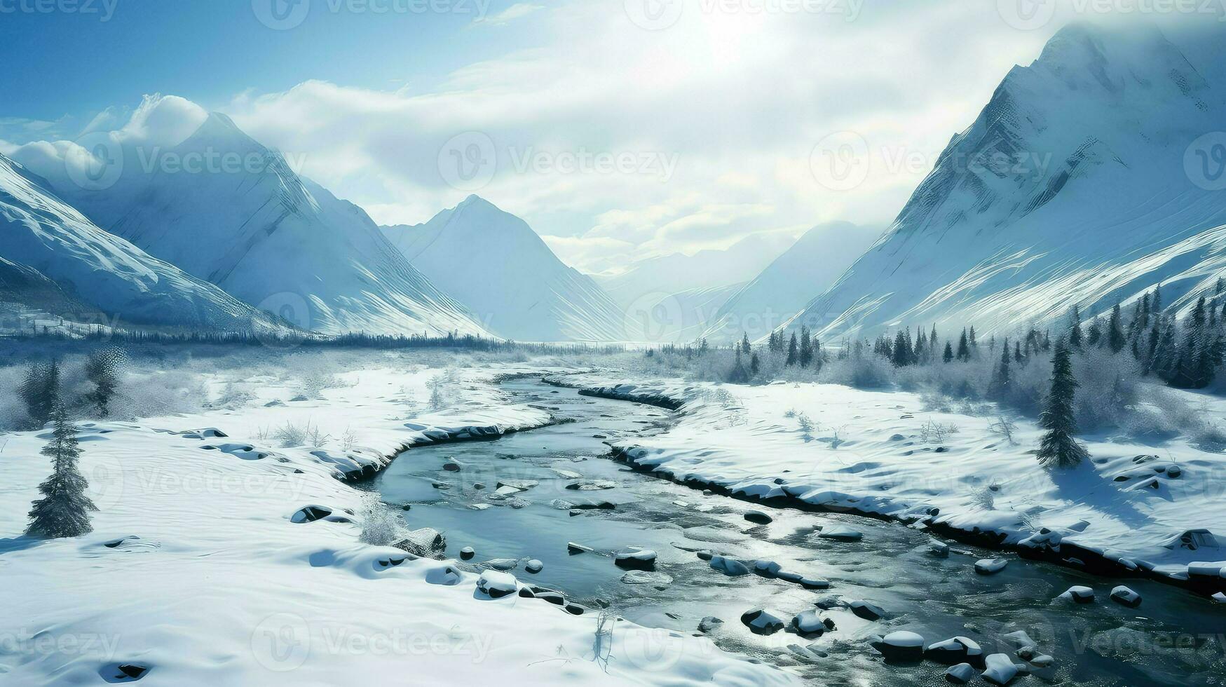 AI generated glacier u shaped valley photo