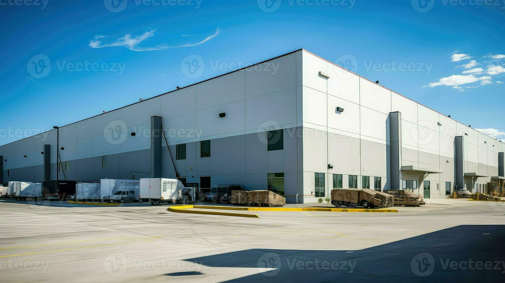 AI generated logistics building warehouse background photo