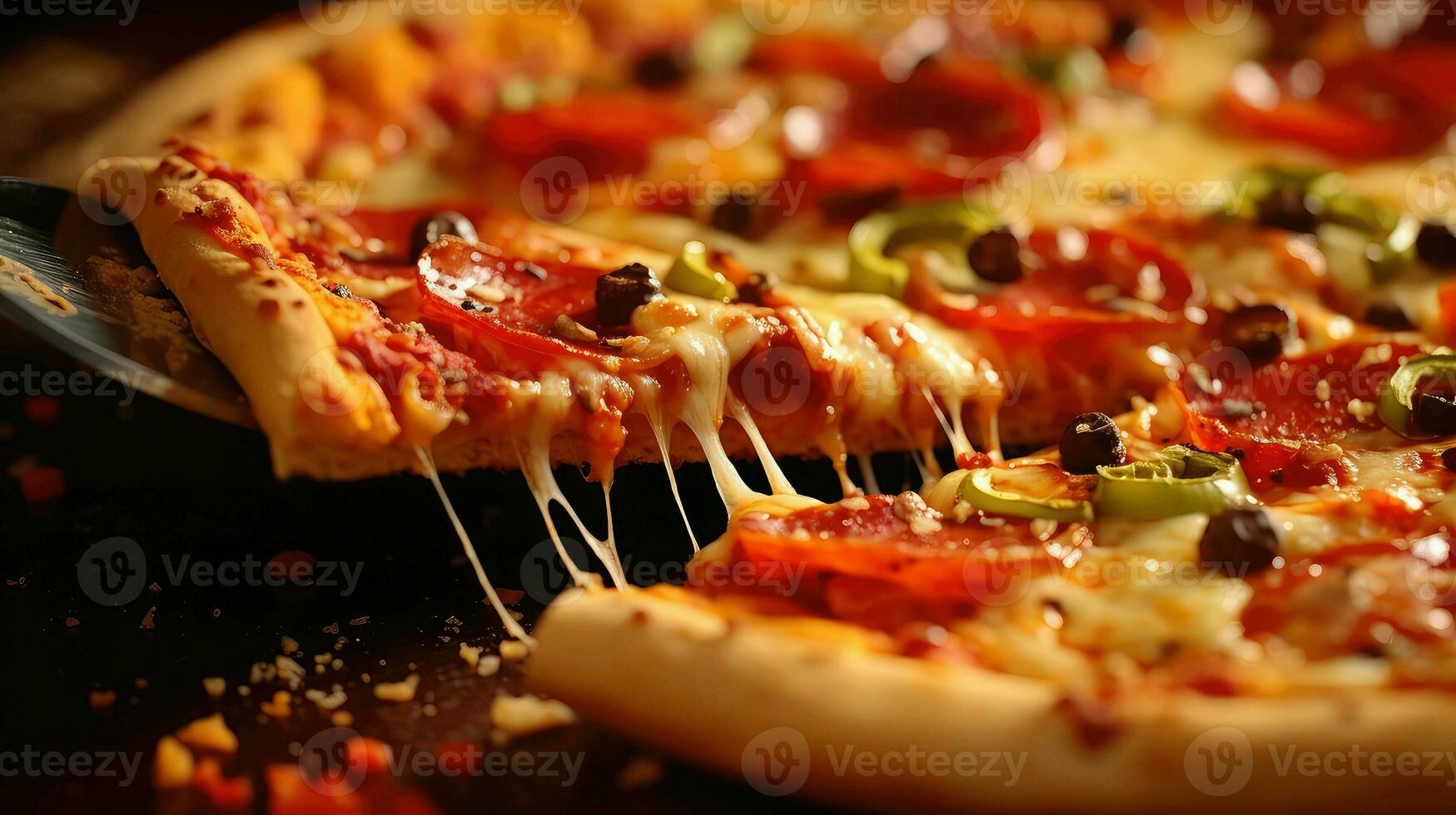 AI generated mushrooms closeup pizza food photo