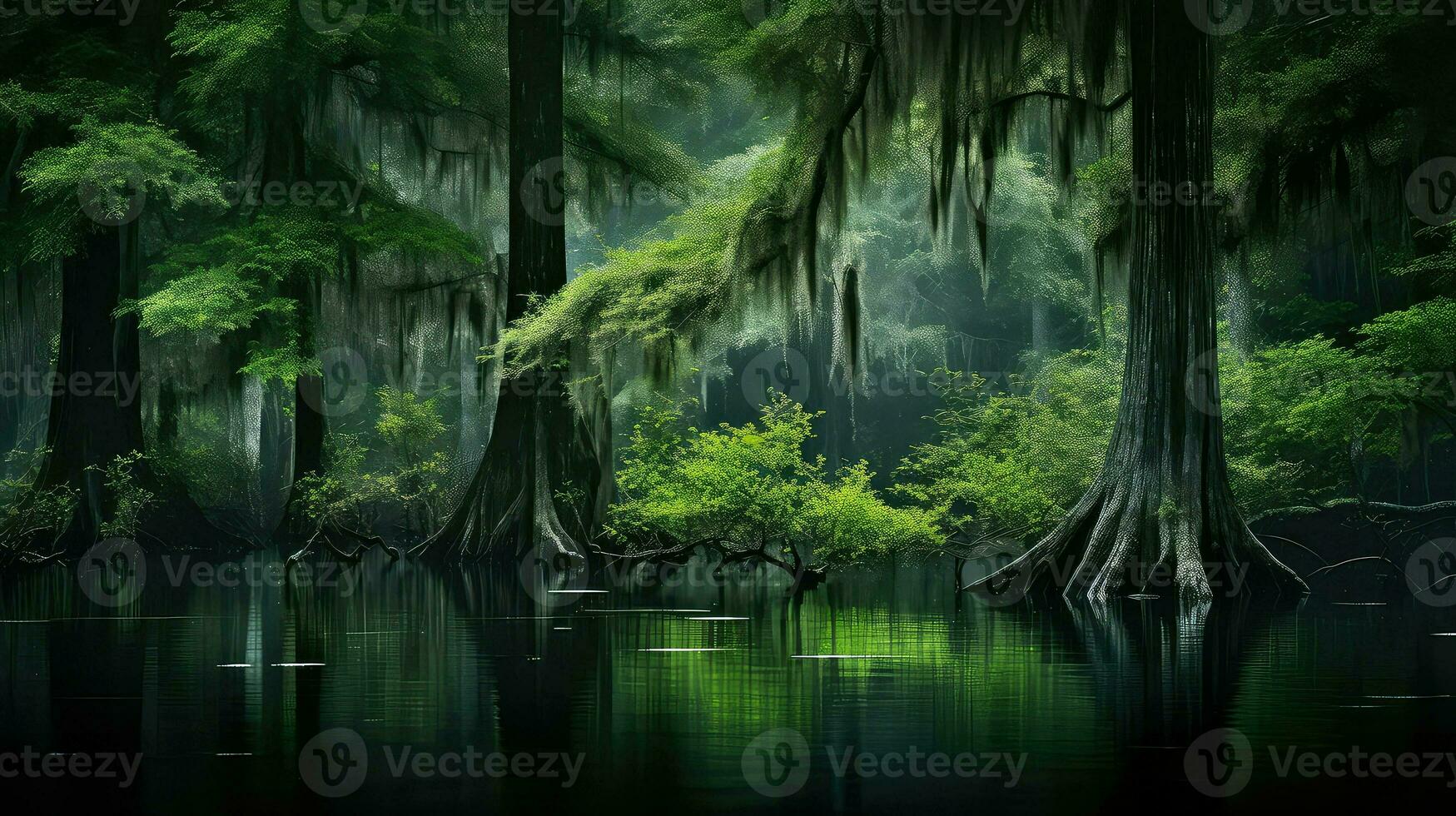 AI generated nature cypress swamp landscape photo