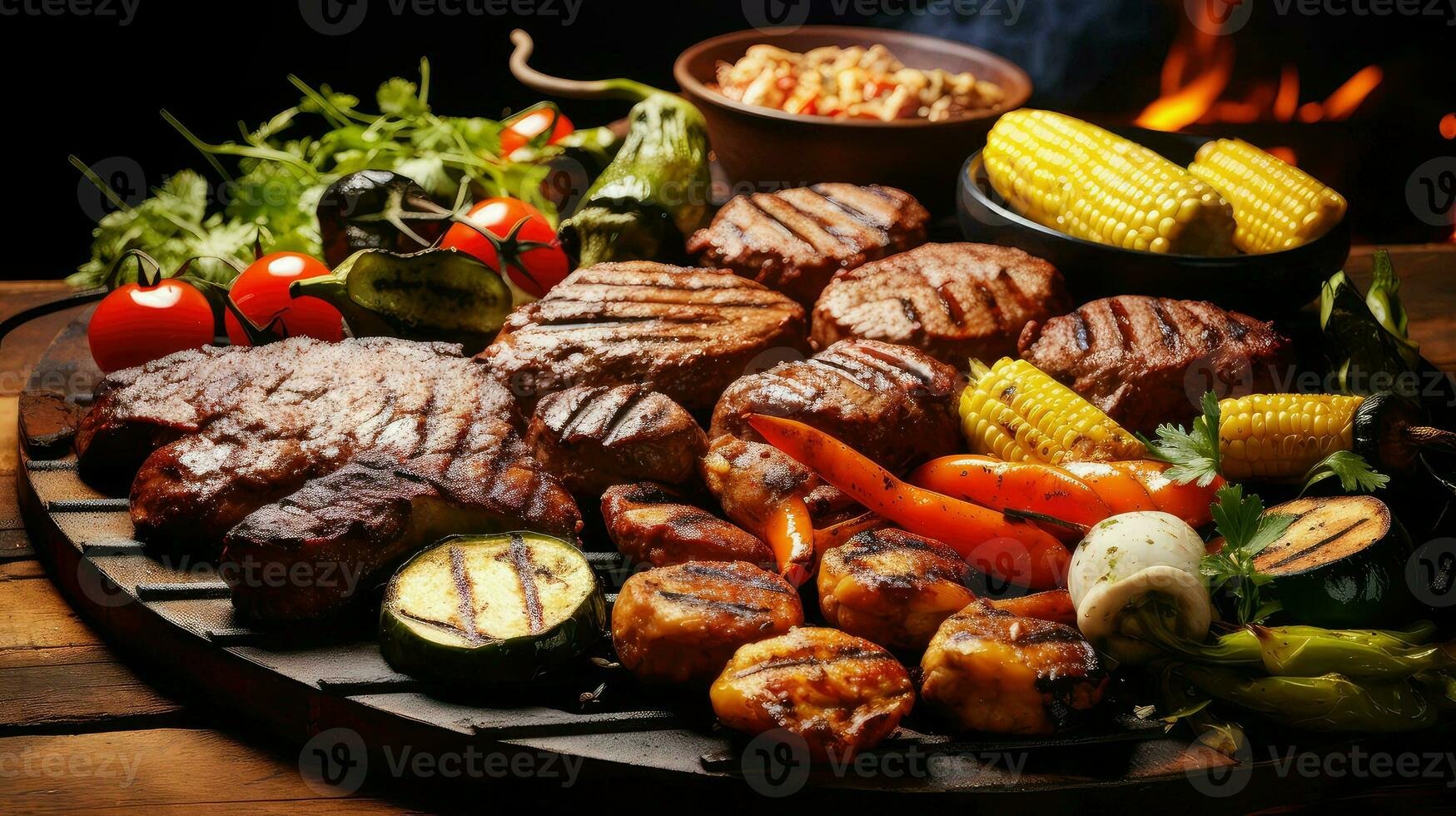 ai generado carne asado barbacoa comida foto