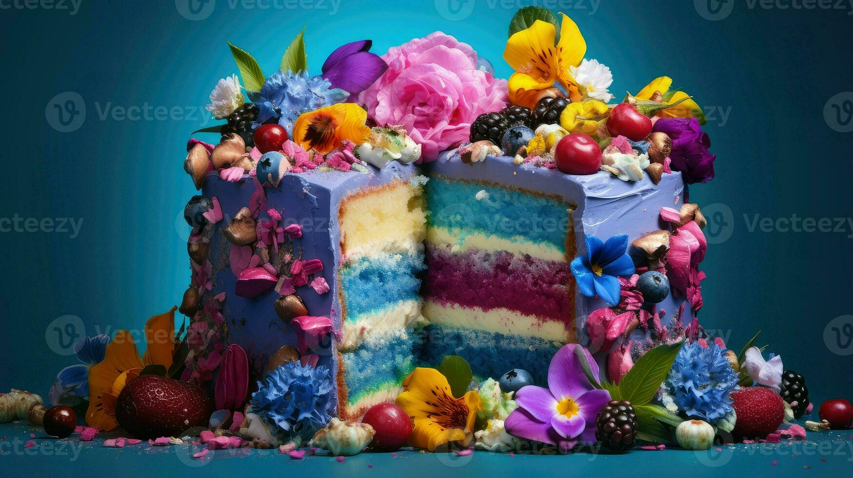 AI generated bakery multicolored cake food photo