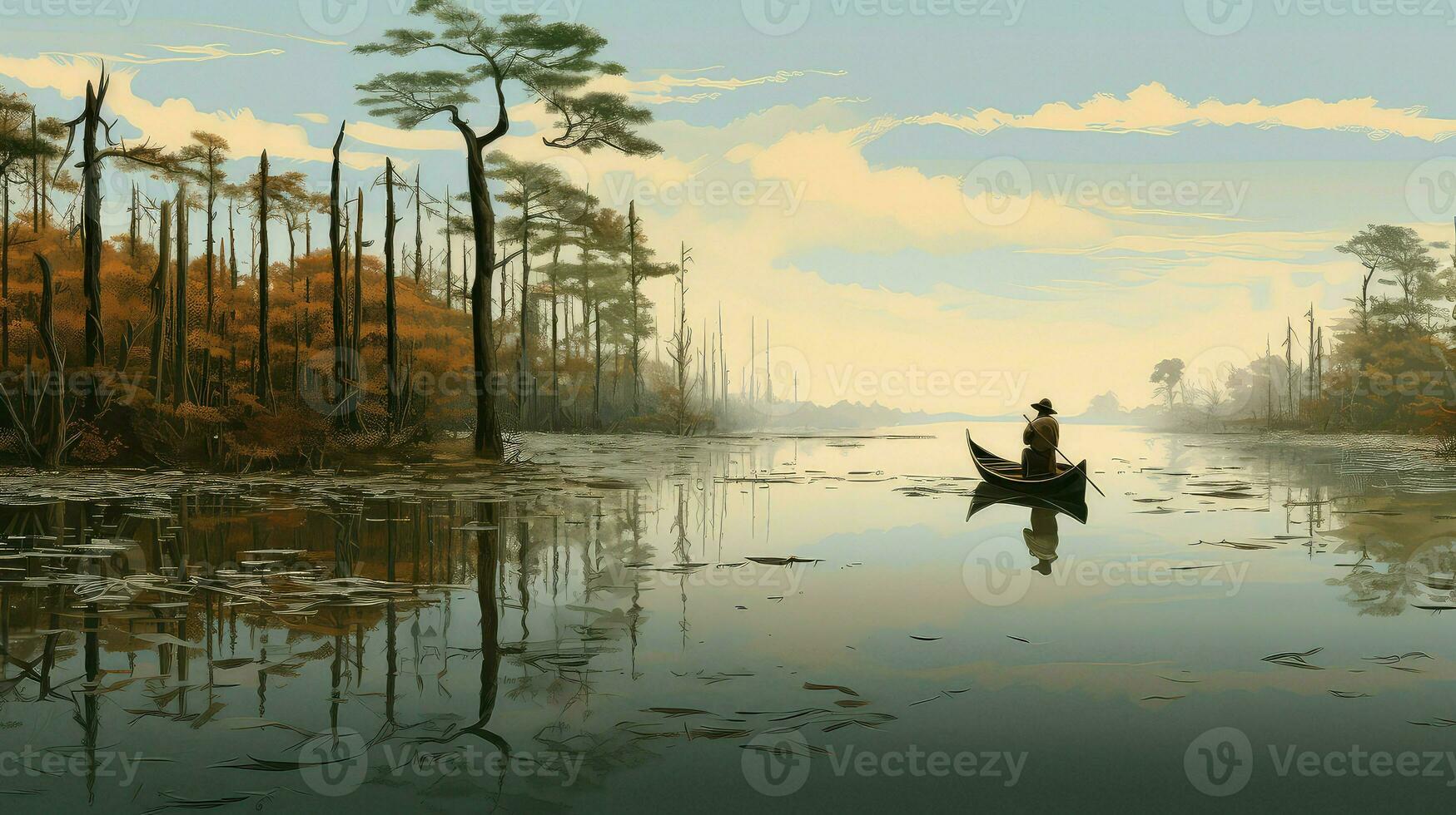 AI generated marsh tidal swamp landscape photo