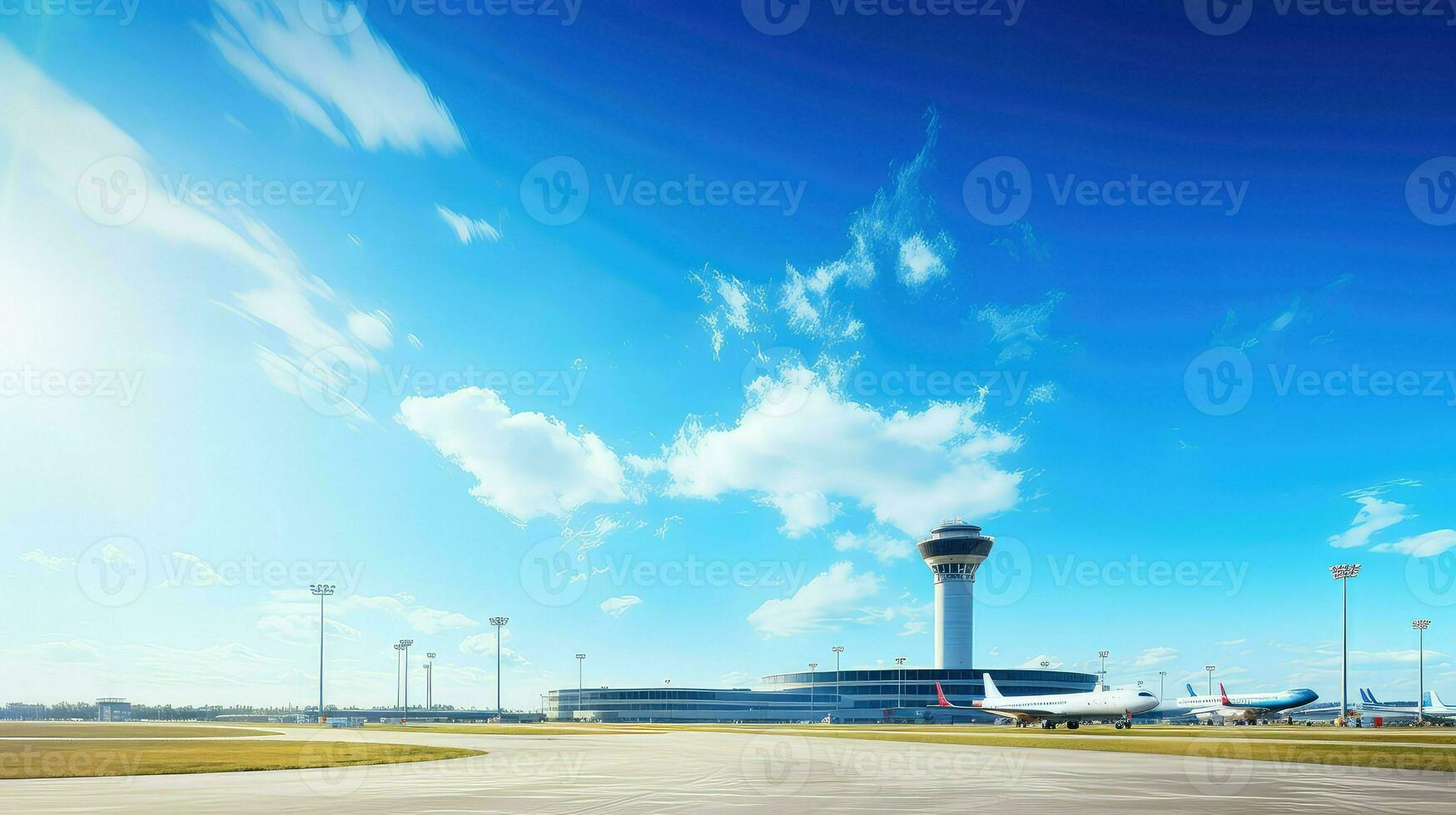 AI generated flight airline airport background photo