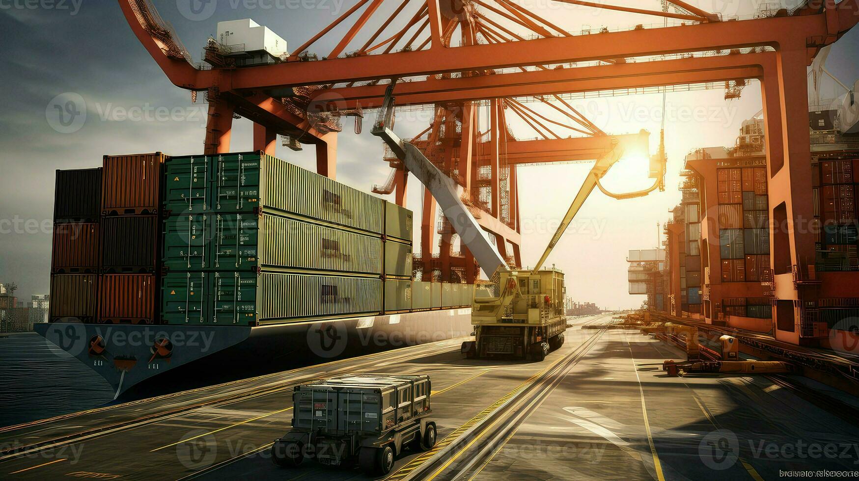 AI generated transportation import ship cargo photo