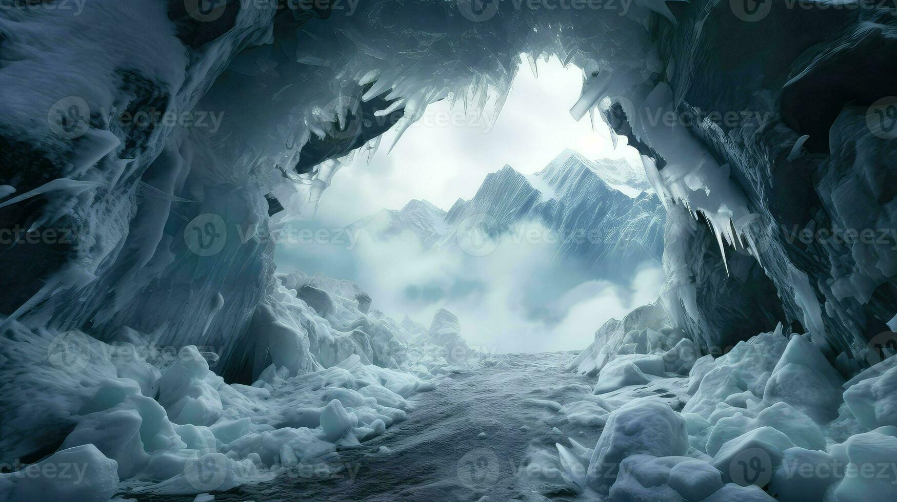 AI generated glacier ice cave landscape photo