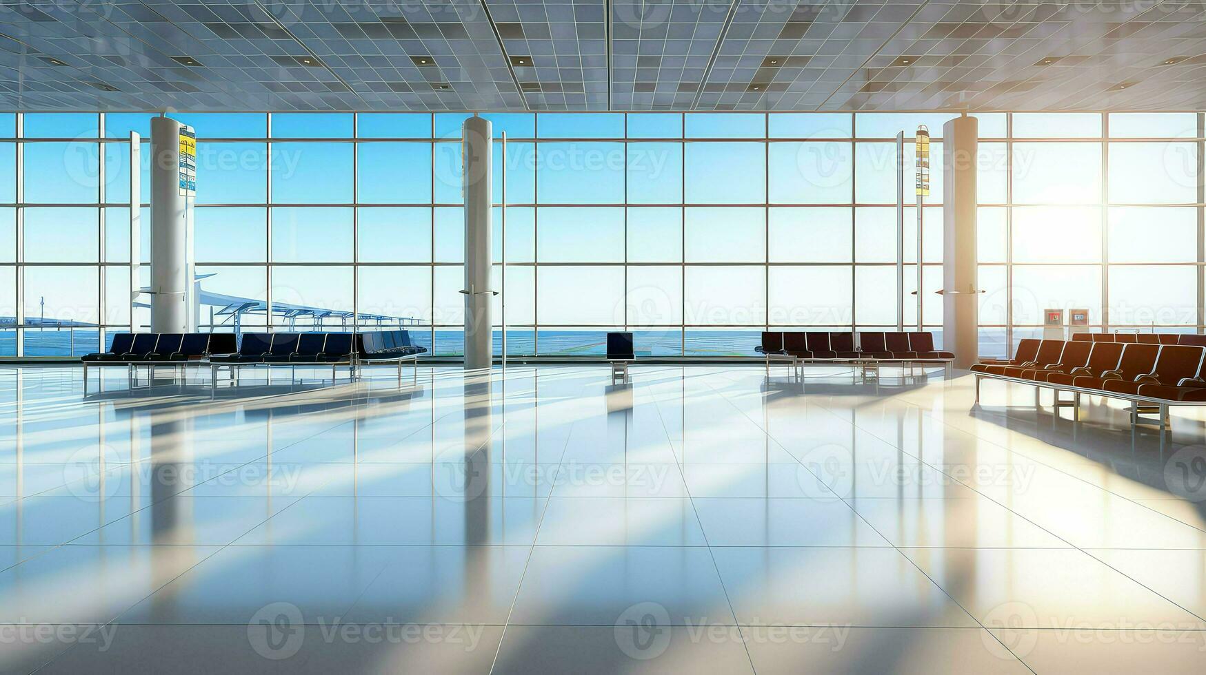 AI generated quarantine empty airport background photo