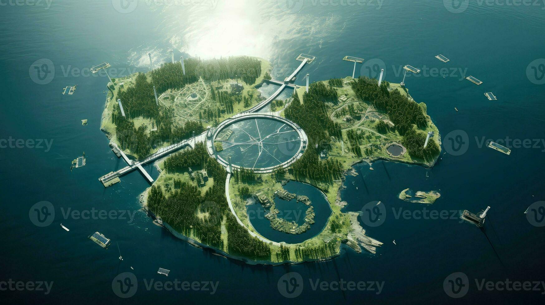 AI generated design artificial island landscape photo