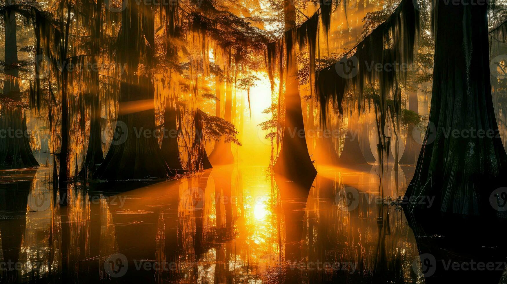 AI generated wetland cypress swamp landscape photo