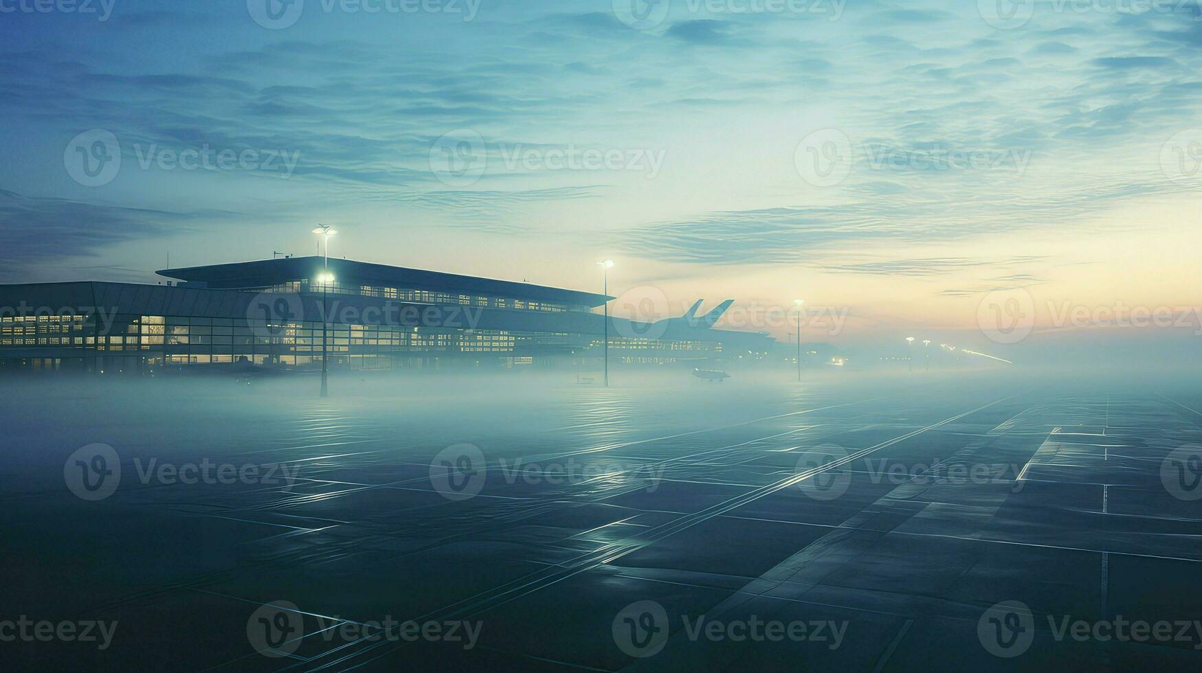 AI generated runway sky airport background photo