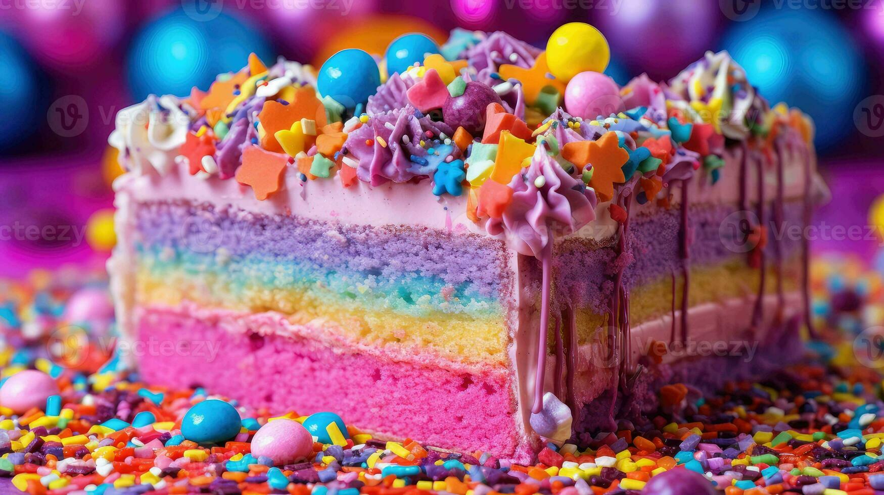 AI generated sweet multicolored cake food photo