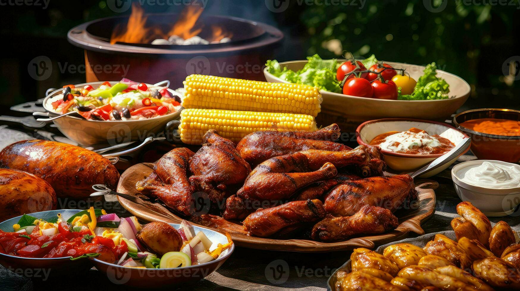 ai generado costillas almuerzo barbacoa comida foto