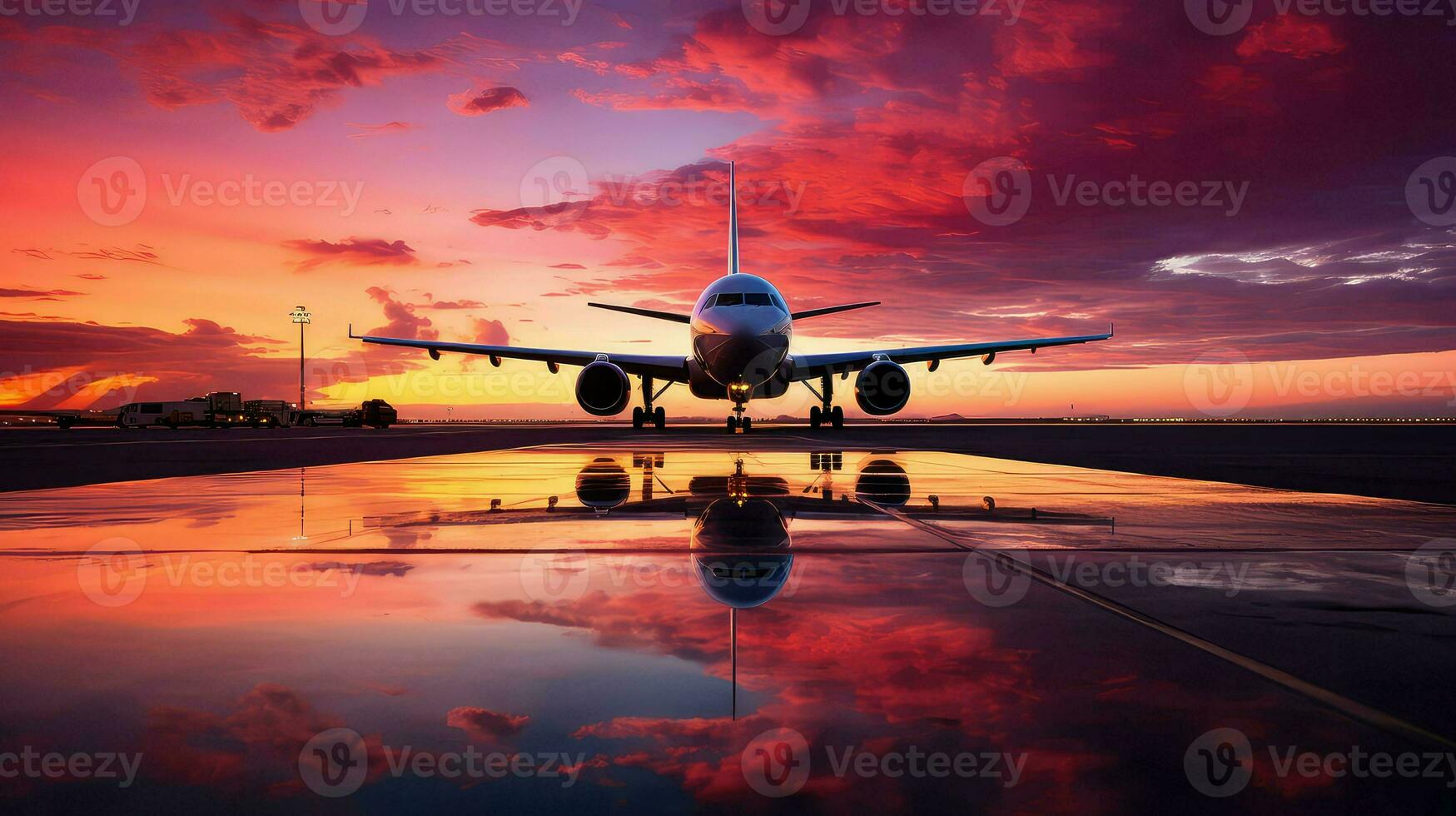 AI generated runway airplane airport background photo