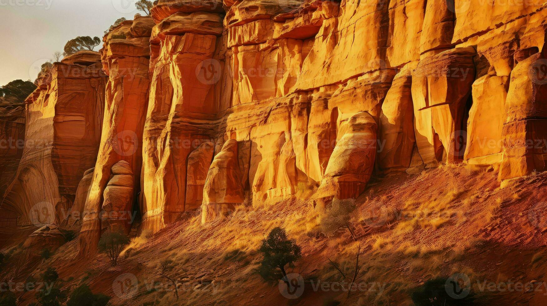 AI generated nature sandstone cliffs landscape photo